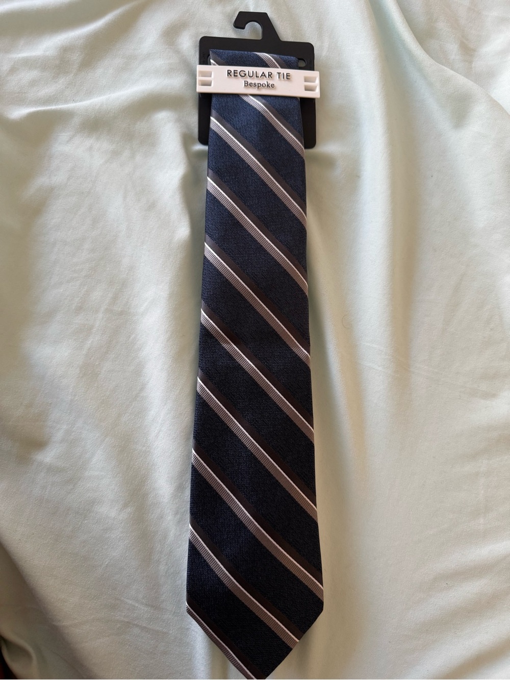 Bespoke Navy and Silver Diagonal Stripe Tie